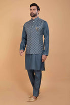 Rawsilk Simple & Elegant Sequnce Kurta Jacket Set