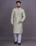 All Over Self Geometric Design Jacquard Kurta Pajama