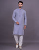 All Over Self Highlighted Thread work Soft Silk Kurta Pyjama Set