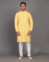 Elegant Floral Weaving Yellow Kurta Pyjama Set