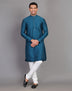 Self Thread with Embellished Design Soft Silk Kurta Pyjama Set