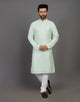 Raw Silk All Over Silver Bootis Kurta Pyjama Set