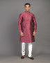 Self Thread with Embellished Design Soft Silk Kurta Pyjama Set