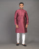 Self Thread with Embellished Design Soft Silk Kurta Pyjama Set