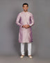 Self Floral Design Soft Silk Kurta Pajama Set