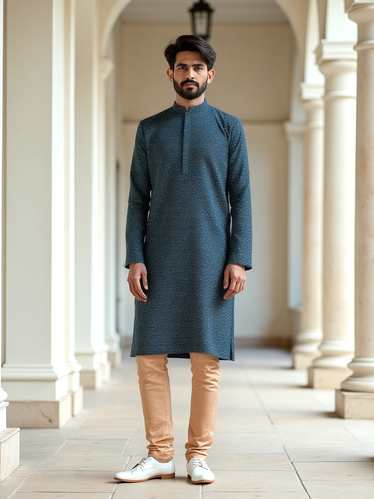 All Over Brocade Design Jacquard Party Wear Kurta with Pyjama Set