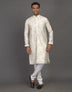 Sea Green Self Thread Embroidery Design Soft Silk Kurta Pyjama Set