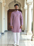 Lavender Geometric Print Cotton Regular Fit Kurta Set