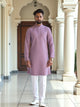 Lavender Geometric Print Cotton Regular Fit Kurta Set