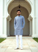 Sky Blue Geometric Print Cotton Regular Fit Kurta Set