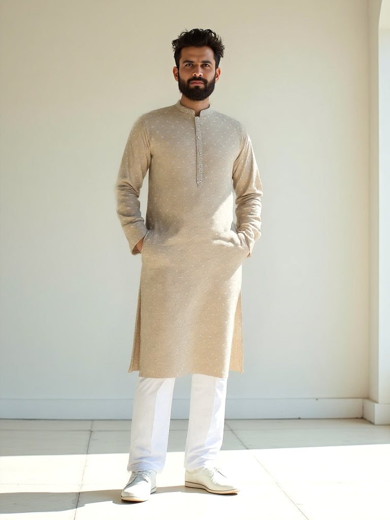 Brocade Design Jacquard Stylish Kurta with Pajama