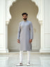 Soft Grey Self Design Jacquard Kurta Pyjama Set