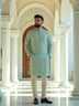 Sage Green Self Design Jacquard Stylish Kurta Pyjama Set