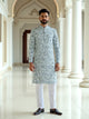 Green Multi Abstract Print Cotton Kurta Pyjama Set