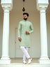 Pista Floral Ethnic Motifs Cotton Kurta Set