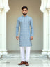 Grey Floral Ethnic Motifs Cotton Kurta Set