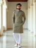 Mehendi Color Floral Bunches Cotton Printed Kurta Pajamas