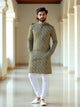 Mehendi Color Floral Bunches Cotton Printed Kurta Pajamas