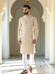Yellow Graphic Printed Cotton Kurta with Pajama for Men