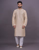 Cream Self Thread with Embellished work Soft Silk Kurta Pyjama Set
