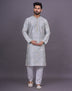 Graceful All Over Floral Print Raw Silk Kurta Pyjama Set