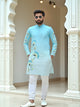 Firozi Coloured Multi Floral Printed Cotton Kurta Set