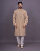 All Over Self design Gold Color raw silk kurta set