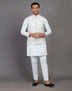 All Over Floral Embroidery work Jacquard Kurta Jacket Set