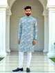 Sky Floral Design Cotton Kurta