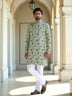 Pastel Green Graphic Print Cotton Silk Kurta