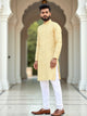 Dark Yellow Ikat Printed Cotton Kurta