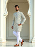 Light Pista Animal with Floral Printed Cotton Kurta
