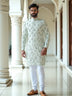 Elegant Pista Birds Patterned Cotton Printed Kurta