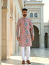 Light Pink Floral Print Soft Silk Kurta