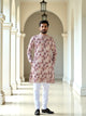 Light Pink Mica Print Floral Design Cotton Silk Kurta