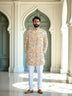 Sunshine Yellow Floral Cotton Silk Mica Print Kurta
