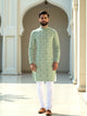Graphic Printed Cotton Green Kurta