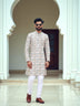 Natural Beige Graphic Design Cotton Kurta