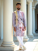 Light Onion Graphic Printed Cotton Silk Kurta