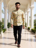 Mustard Botanical with Novelty Patterned Glaxo Cotton Short Kurta