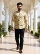 Mustard Botanical with Novelty Patterned Glaxo Cotton Short Kurta