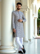 Grey Zig Zag Patterned Cotton Silk Kurta