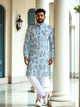 Sky Digital Floral Print Cotton Silk Kurta