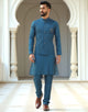 Self Design Thread Embroidery work Milky Silk Kurta Jacket Set