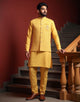 Self Design Thread Embroidery work Milky Silk Kurta Jacket Set