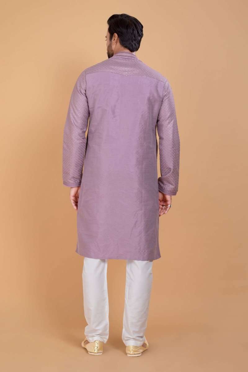 Soft Silk Fabric With All Silver Zari Work Kurta Set