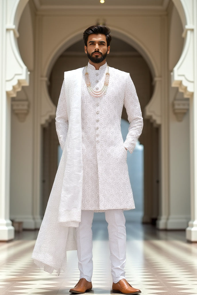 Royal Groom Dress For Wedding Embroidered Georgette Sherwani In