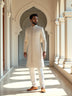 Cream Floral Multi Thread Embroidery with Stones work Milky Silk Sherwani