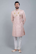 Onion Jacquard With Sequence Work Sherwani Set