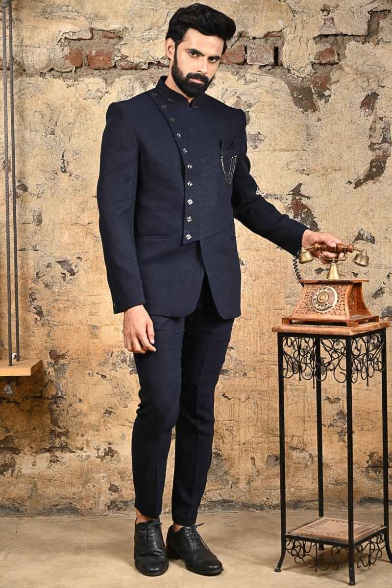 Navy Blue Stylish Bandhagala For Party Wear